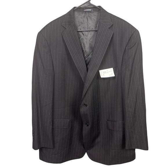 Hart Schaffner Marx Men's Wool Suit Jacket Black Pinstripe Professional Sz 50 - Picture 1 of 11